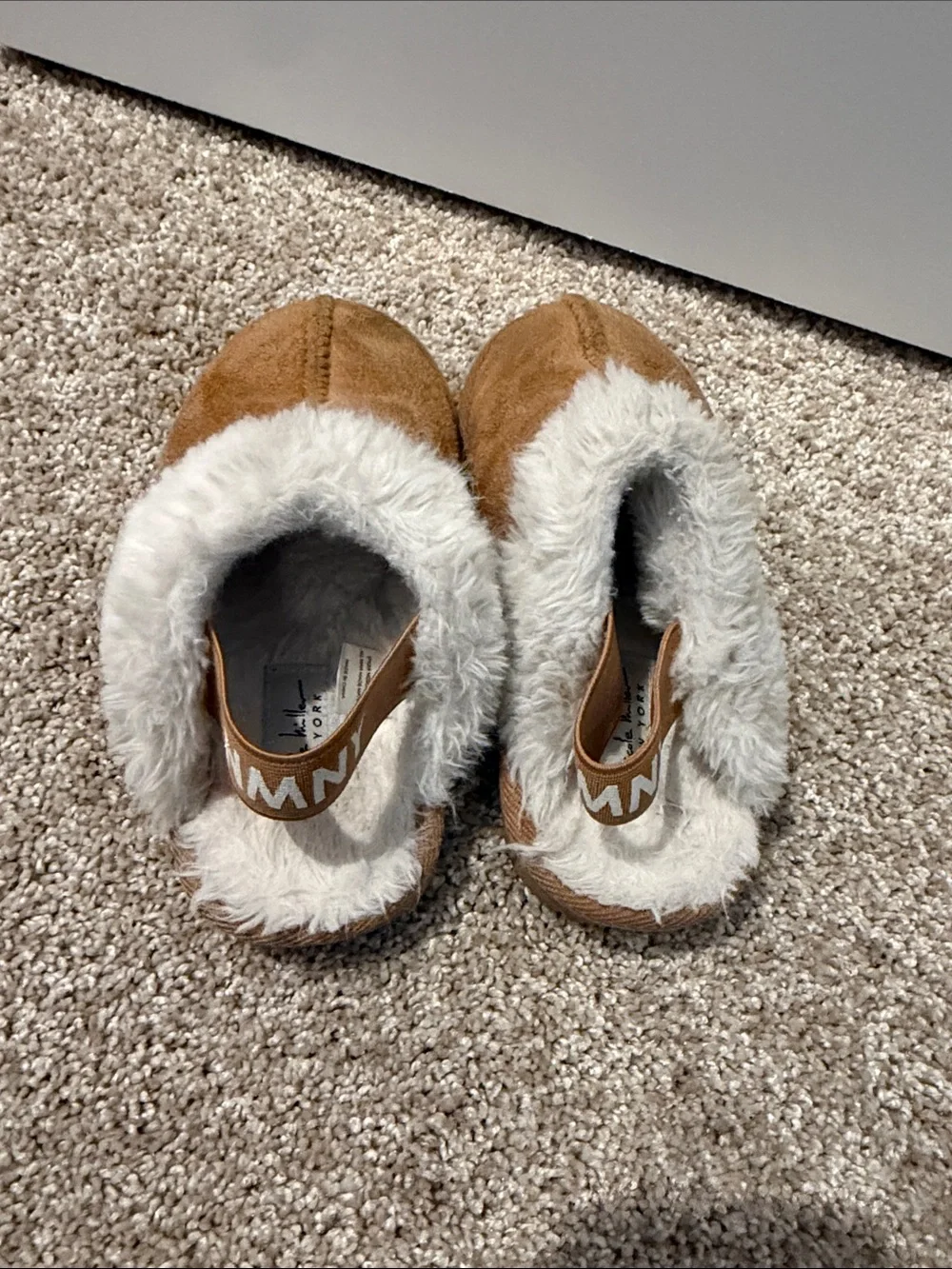 Nicole Miller Kids Faux-Fur Clog Slippers in Chestnut and Cream